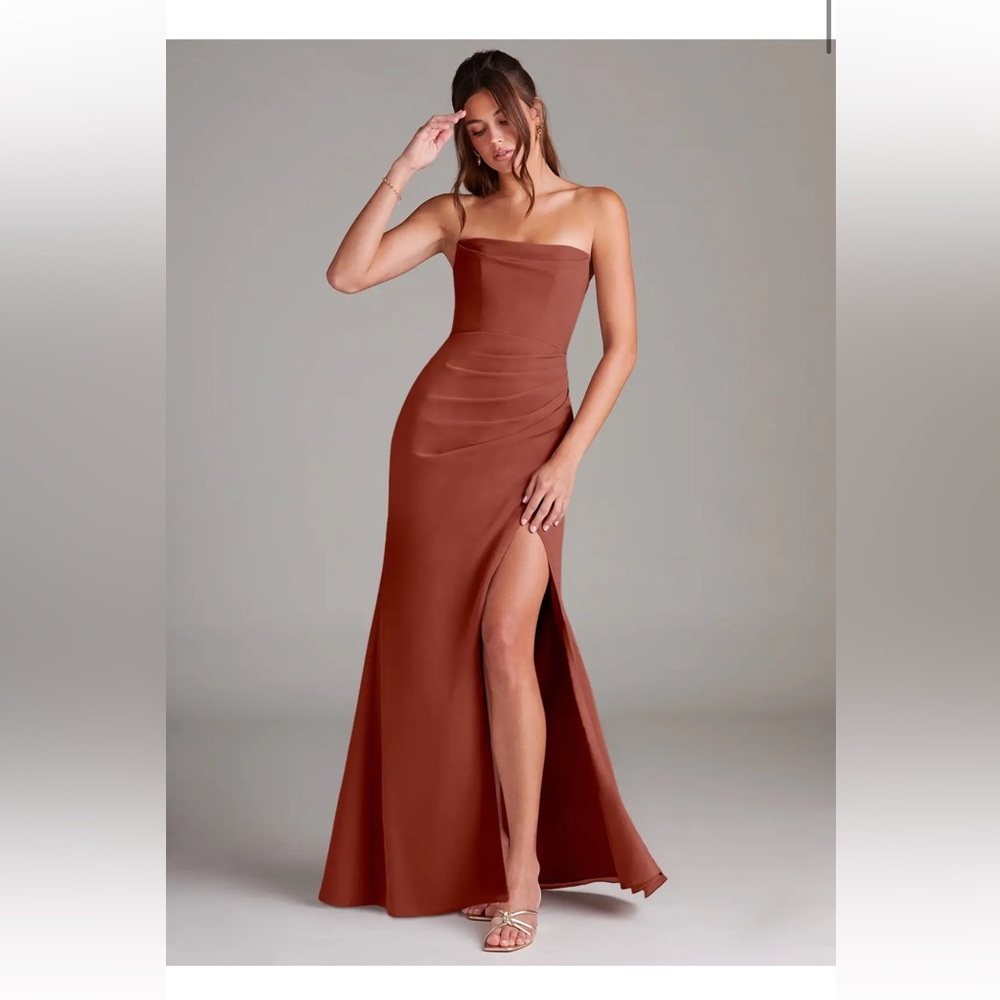 Azazie Leonis Auburn Sheath Strapless Chiffon Convertible